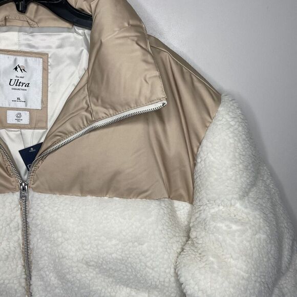 ABERCROMBIE & FITCH Womens Ultra Mini Puffer Jacket NEW Sherpa Cream Sz XL - Picture 3 of 13